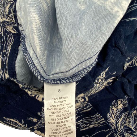 A.n.a Shorts 8 Knit Paperbag Blue Beach Tropical Palm Tree Lightweight Hawaii - Picture 4 of 6